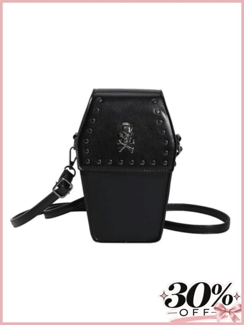 Gothic Coffin Purse Clutch Crossbody Shoulder Bag Halloween Skull Skeleton Cute
